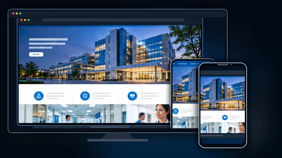 Mockup ilustrativo do projeto Hospital Israelita Albert Einstein — via FOURSYS em desktop e celular