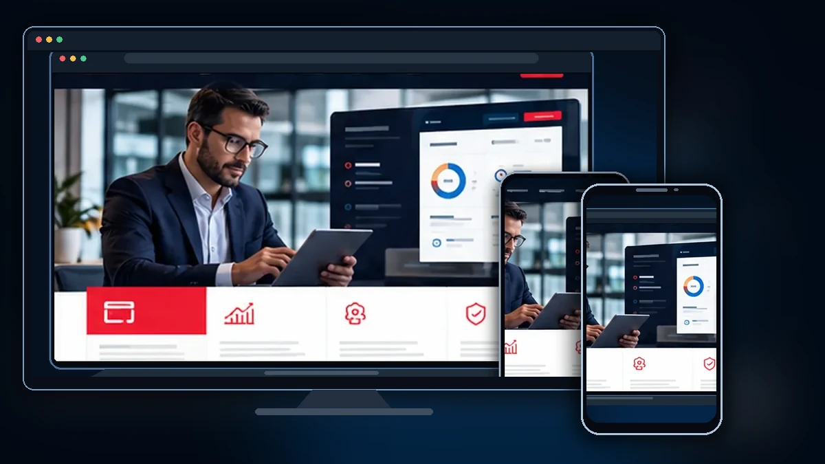 Mockup ilustrativo do projeto OSBR — atendimento ao Grupo Edenred em desktop e celular